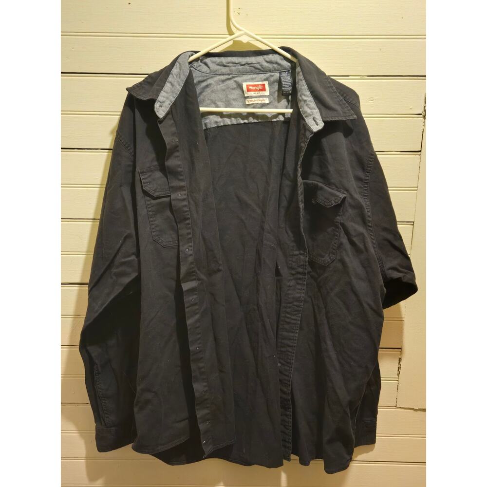 Wrangler Shirt Jacket Mens 2XL Black Flex for Comfort Long Sleeve Button Up Work